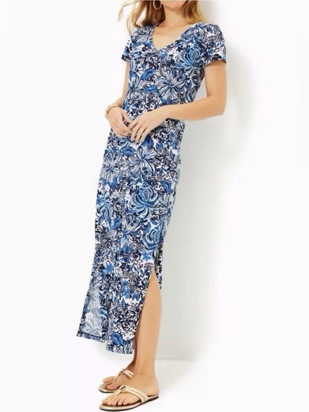 LILLY PULITZER  Etta Maxi Dress Pack Low Tide Navy Pandarama Size M